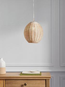 John Lewis Raffles Rattan Pendant Ceiling Light, White Wash - view 2, White Wash