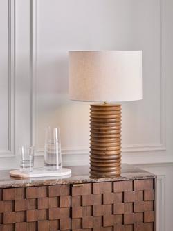 John Lewis Mango Wood Rigged Cylinder Table Lamp - view 2, Mango Wood