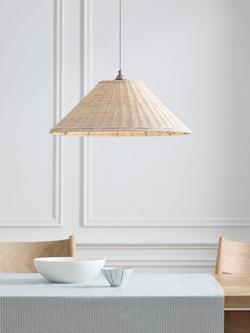 John Lewis Rattan Tapered Pendant Ceiling Shade, 50cm, Natural - view 2, Natural