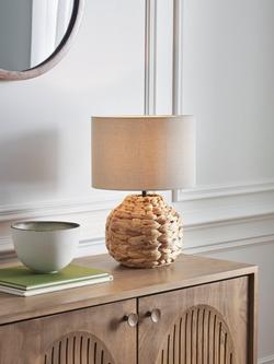John Lewis Plaited Water Hyacinth Table Lamp, Natural - view 2, Natural