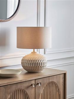 John Lewis Textured Ceramic Table Lamp, White Wash - view 2, White Wash