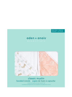 Aden + Anais Baby Classic Muslin Hooded Towel, Pack of 2, Multi - view 2, Multi