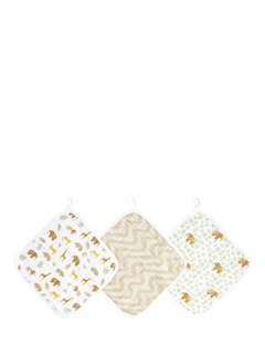 Aden + Anais Tanzania Cotton Muslin Washclothes, Pack of 3