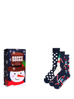 Happy Socks Snowman Gift Set, Pack of 3, Navy/Multi, One Size - view 2, Navy/Multi