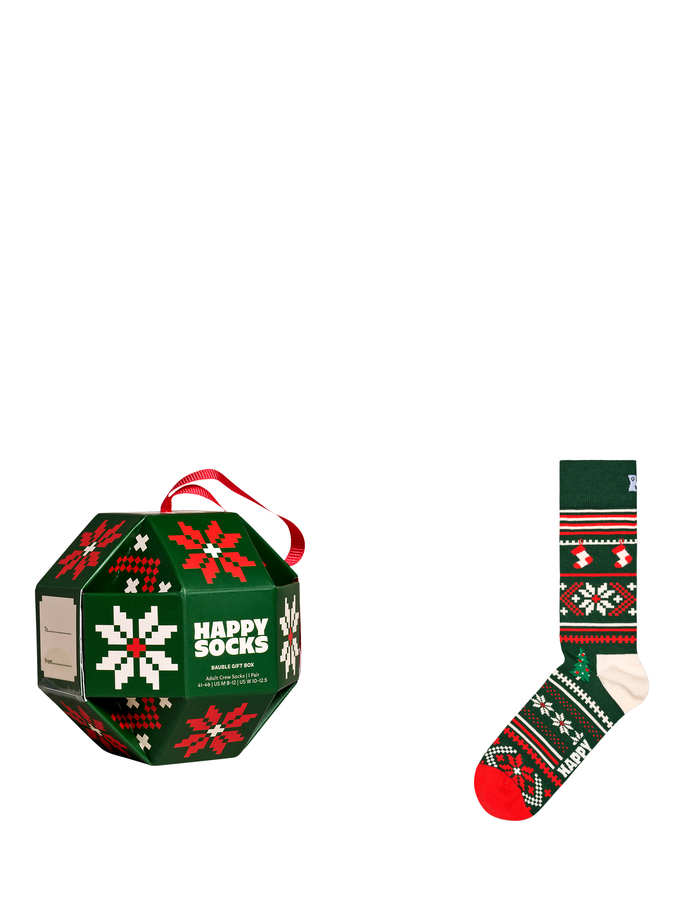 Product image 1 of 3, which shows Happy Socks Snowflake Socks Gift Set, Green Dark