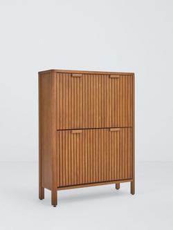 John Lewis Slatted Bamboo Shoe Cabinet, 2 Tier, Dark Bamboo