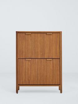 John Lewis Slatted Bamboo Shoe Cabinet, 2 Tier - view 2, Dark Bamboo