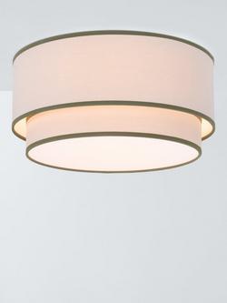John Lewis Vicente Fabric Semi Flush Ceiling Light, Sage Green