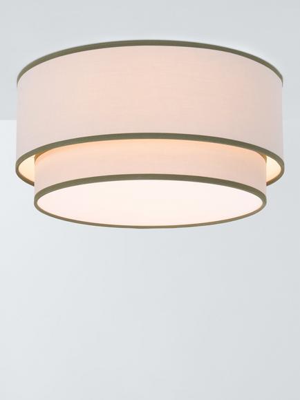 John Lewis Vicente Fabric Semi Flush Ceiling Light, Sage Green