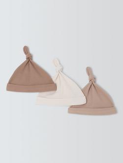 John Lewis Baby Cotton Hats, Pack of 3, One Size, Multi