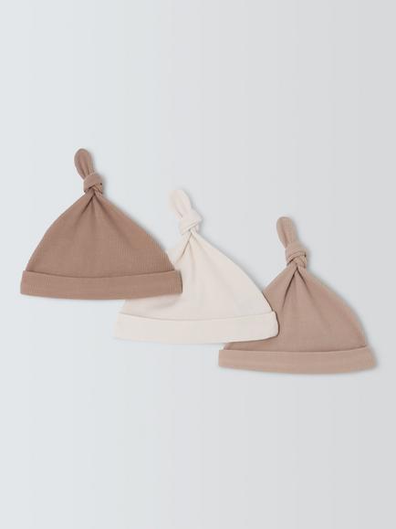John Lewis Baby Cotton Hats, Pack of 3, One Size, Multi
