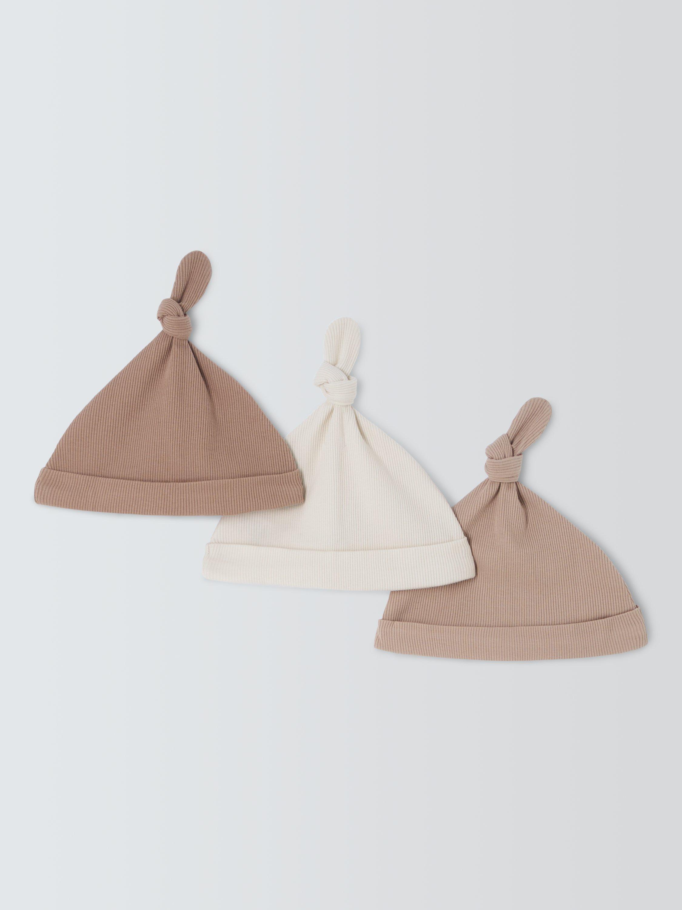 Product image 2 of 3, which shows John Lewis Baby Cotton Hats, Pack of 3, One Size