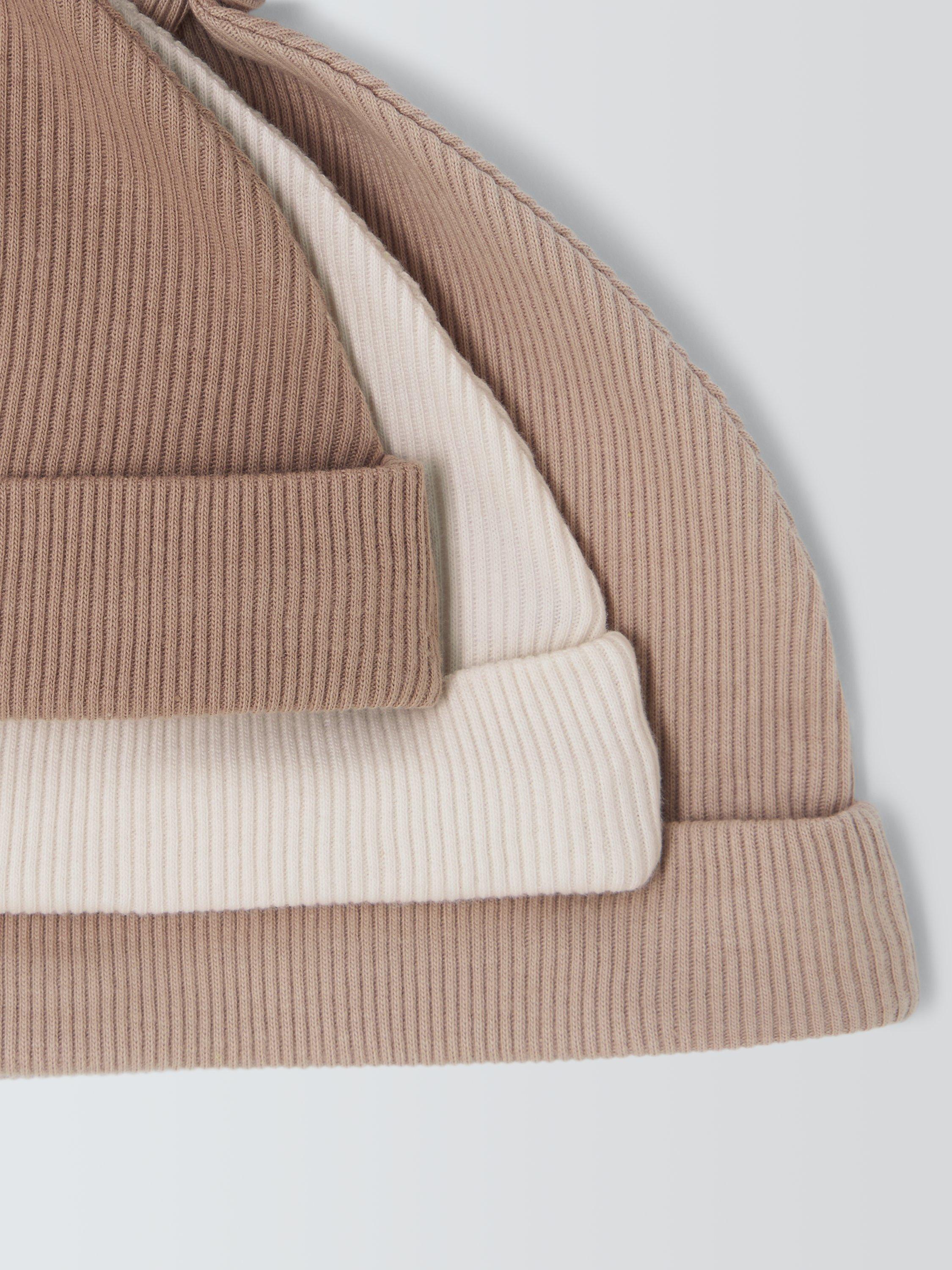 Product image 3 of 3, which shows John Lewis Baby Cotton Hats, Pack of 3, One Size