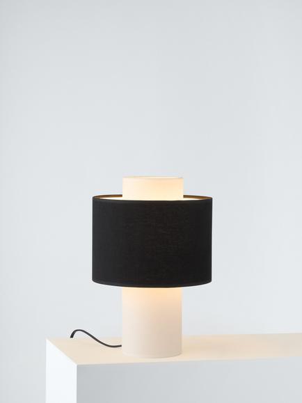 John Lewis Vicente Layered Fabric Mini Table Lamp, Black/White