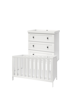 Silver Cross Bromley Cotbed and 3 Drawer Dresser Set, White, White
