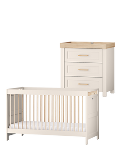 Silver Cross Seville Cotbed and 3 Drawer Dresser Set, Cashmere/Oak, Cashmere/Oak