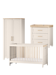 Silver Cross Seville Cotbed, Double Wardrobe and 3 Drawer Dresser Set, White/Oak