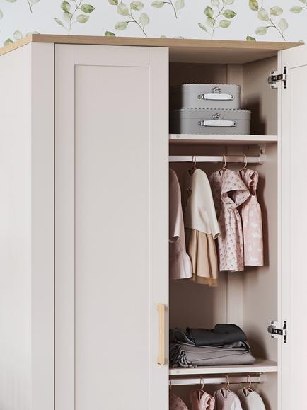 Silver Cross Seville Double Wardrobe, White/Oak - view 2, White/Oak