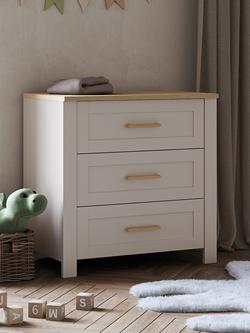 Silver Cross Seville 3 Draw Dresser, Cashmere/Oak, White/Oak