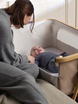 Silver Cross Lunar Bedside Crib, Oatmeal - view 2, Oatmeal