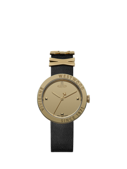 Vivienne Westwood Women's Rebel Vegan Leather Strap Watch, Gold/Black
