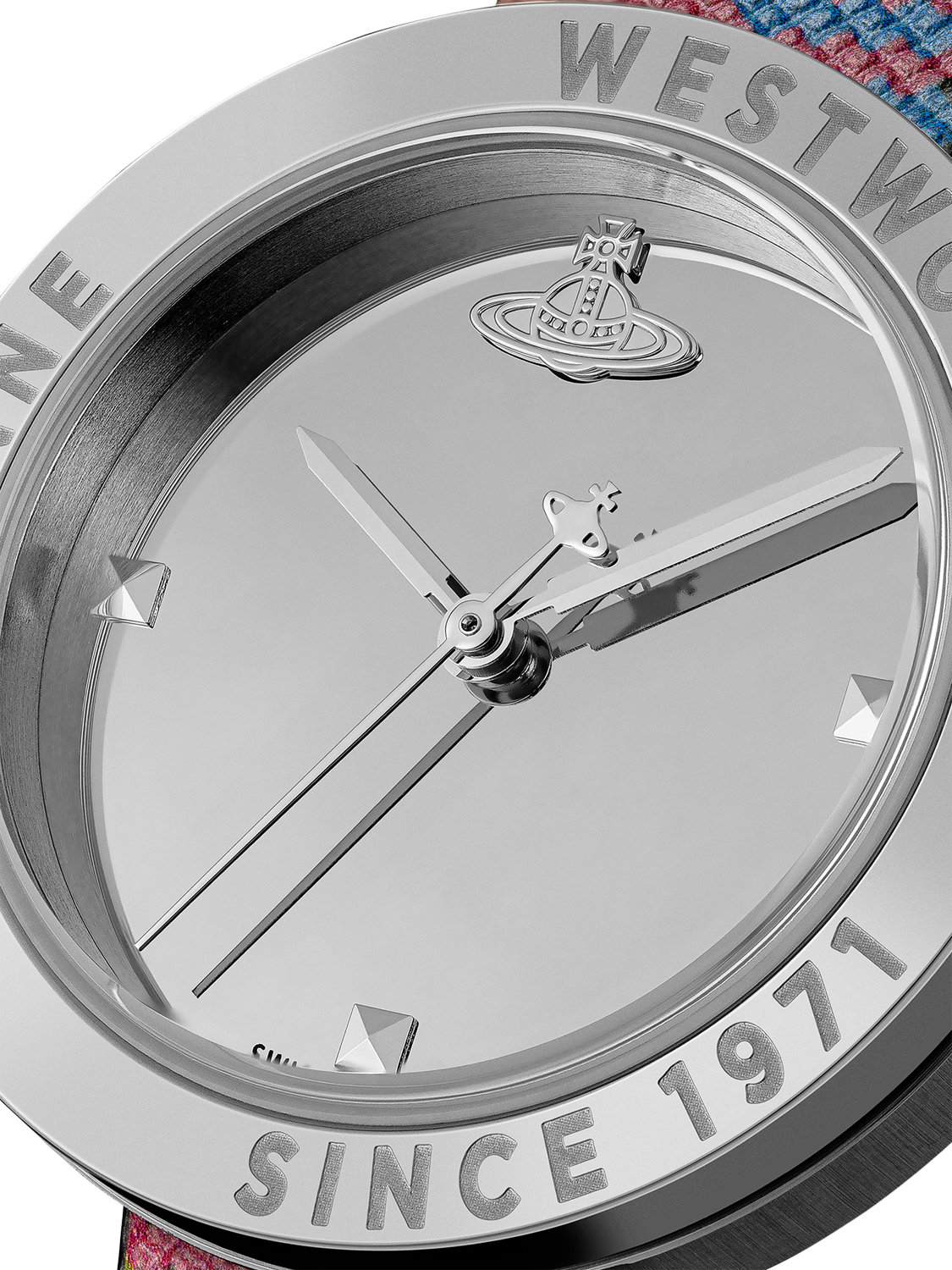 Product image 3 of 6, which shows Vivienne Westwood Women's Rebel Vegan Leather Strap Watch, VV303SLMT Silver/Multi