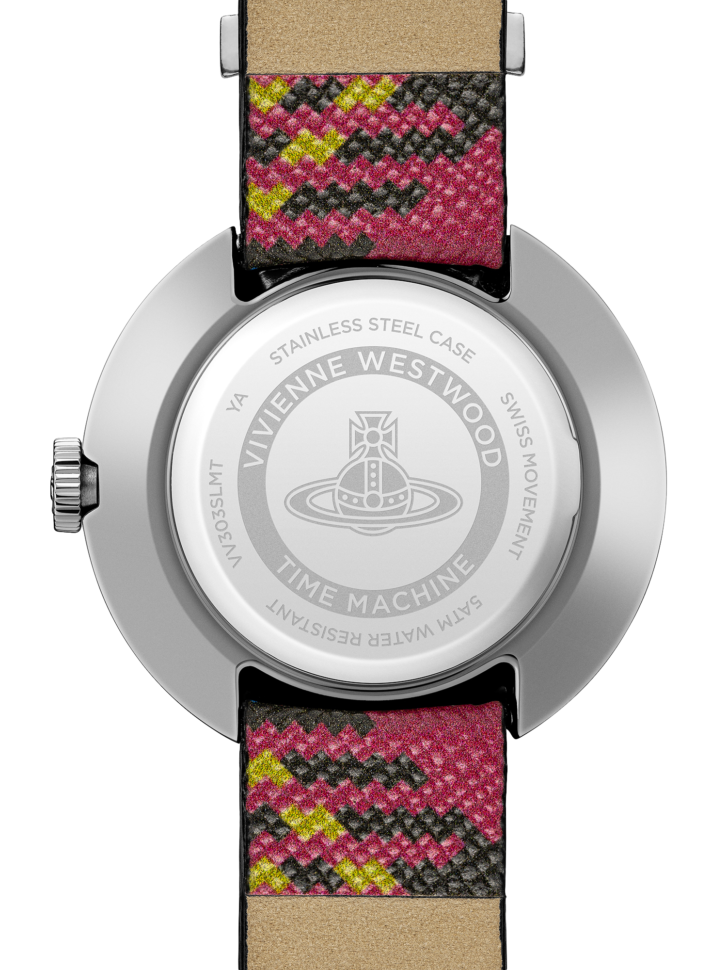 Product image 5 of 6, which shows Vivienne Westwood Women's Rebel Vegan Leather Strap Watch, VV303SLMT Silver/Multi