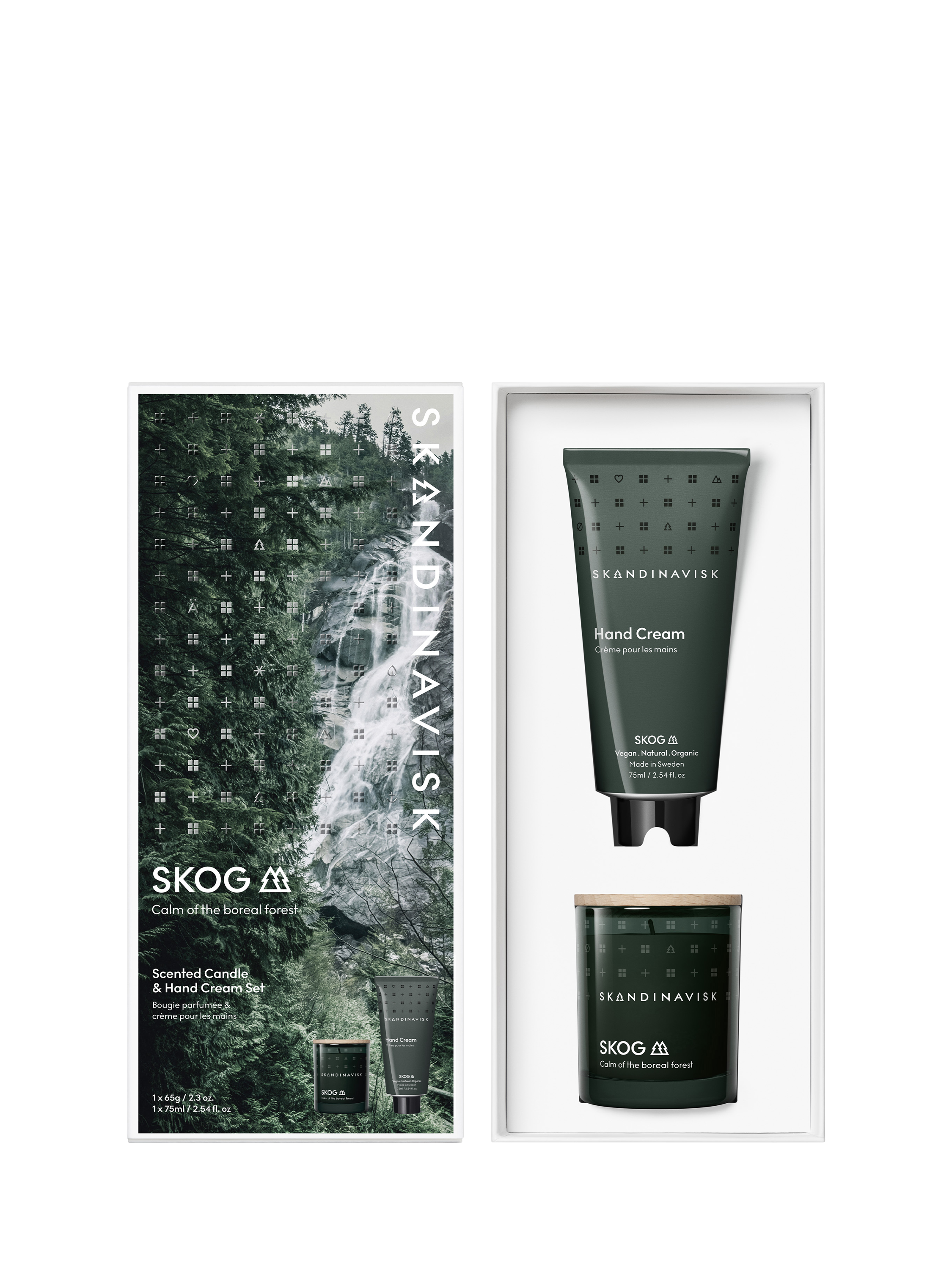 Product image 1 of 5, which shows SKANDINAVISK Skog Scented Candle & Hand Cream Gift Set