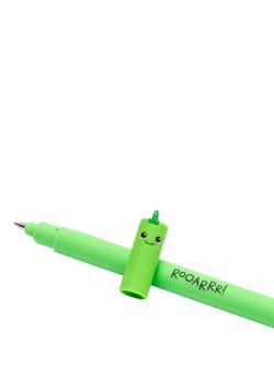 Legami Dinosaur Erasable Gel Pen, Green/Multi - view 2, Green Multi Green