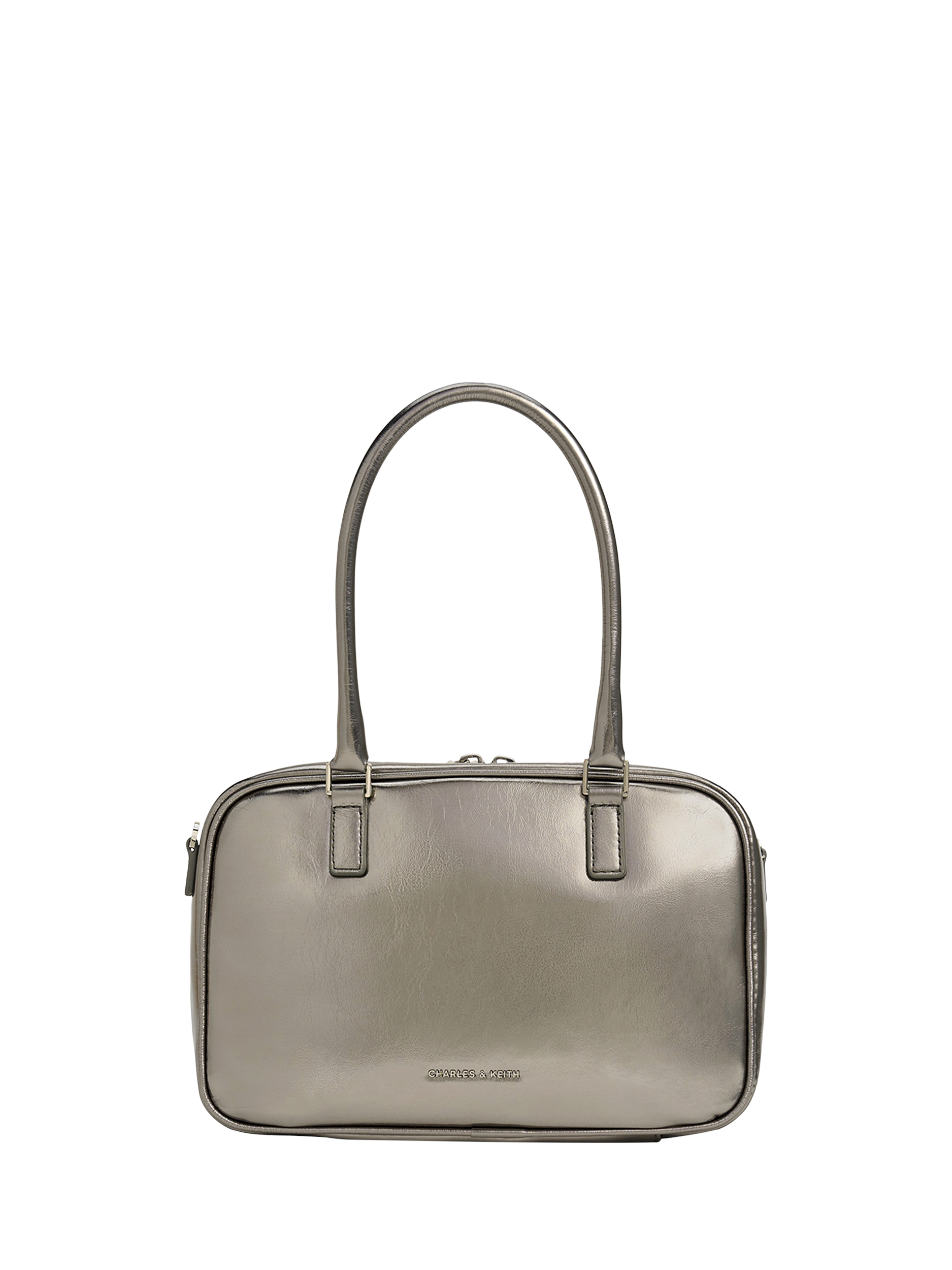 Product image 1 of 5, which shows CHARLES & KEITH Sianna Bowling Bag, Pewter