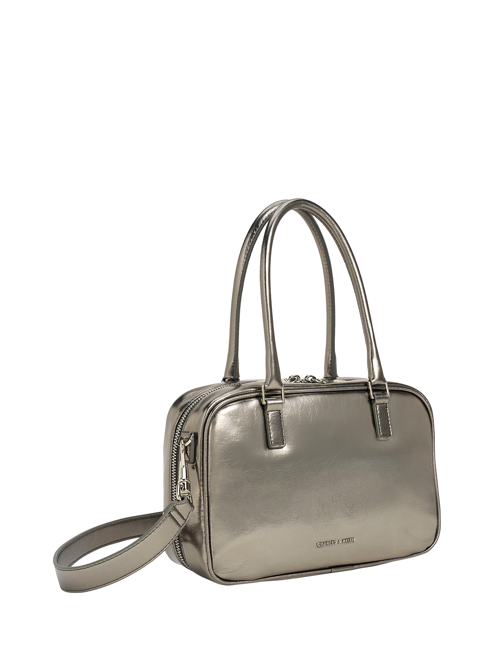 Product image 2 of 5, which shows CHARLES & KEITH Sianna Bowling Bag, Pewter