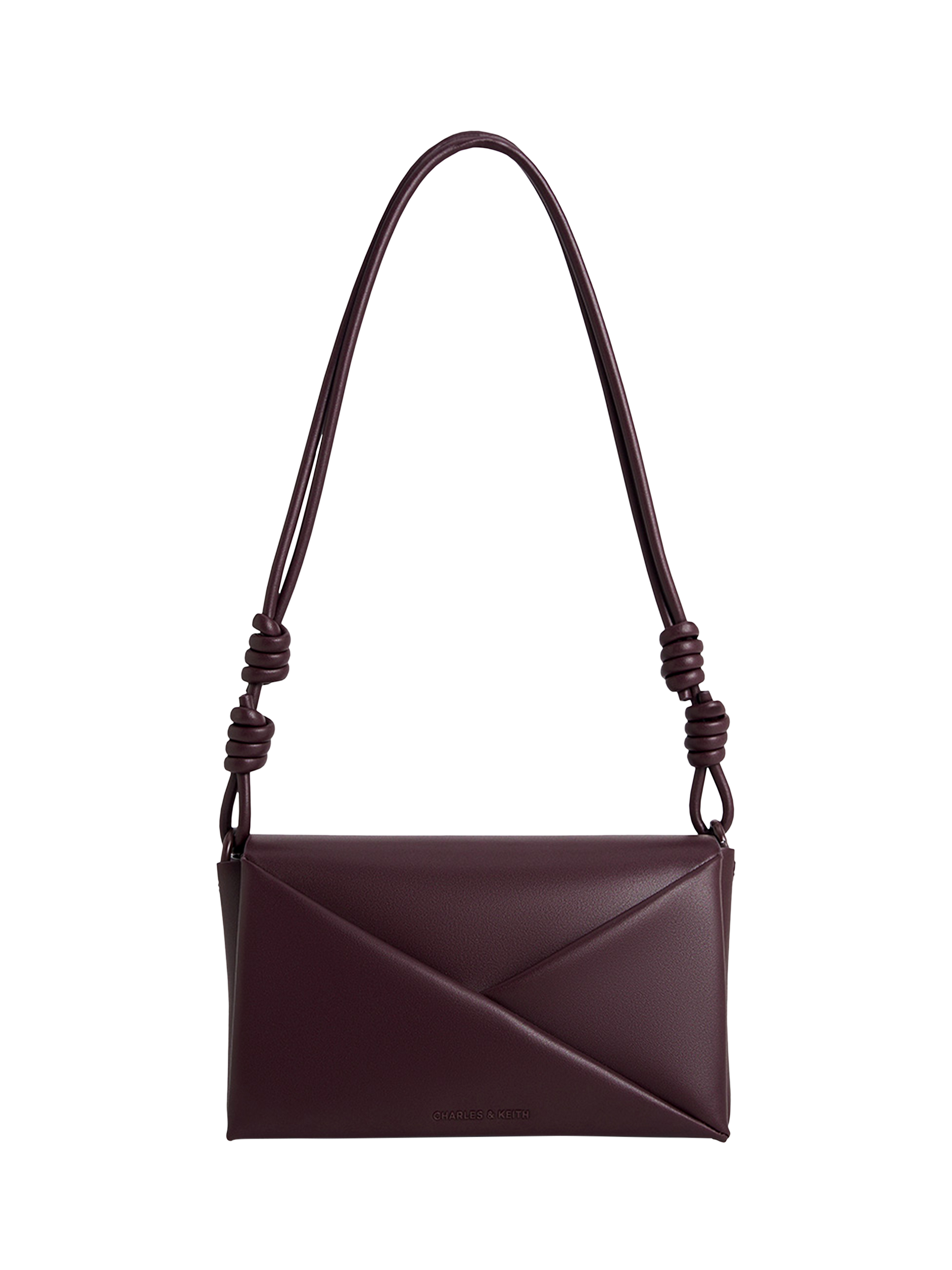 Product image 1 of 5, which shows CHARLES & KEITH Midori Geometric Shoulder Bag, Plum