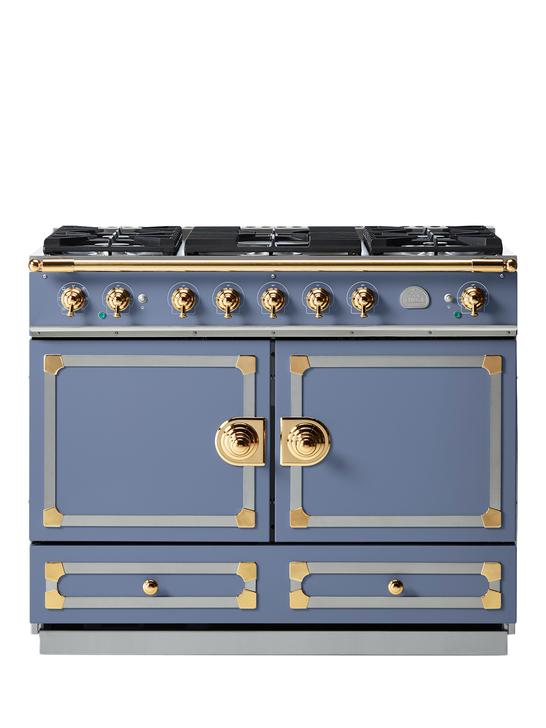 La Cornue CornuFe 110cm Dual Fuel Range Cooker, Provence Blue/Nickel Stainless Steel