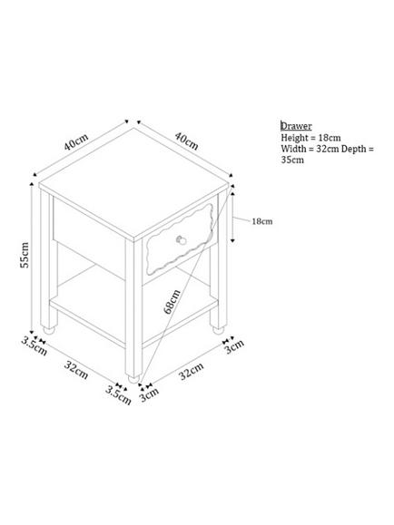 John Lewis Wave 1 Drawer Bedside Table - view 2, Greige