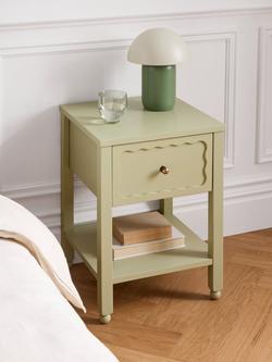 John Lewis Wave 1 Drawer Bedside Table - view 2, Light Green