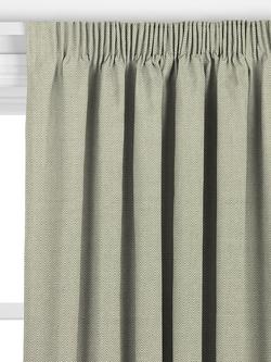 John Lewis Herringbone Made to Measure Curtains or Roman Blind, Green - view 2, Green