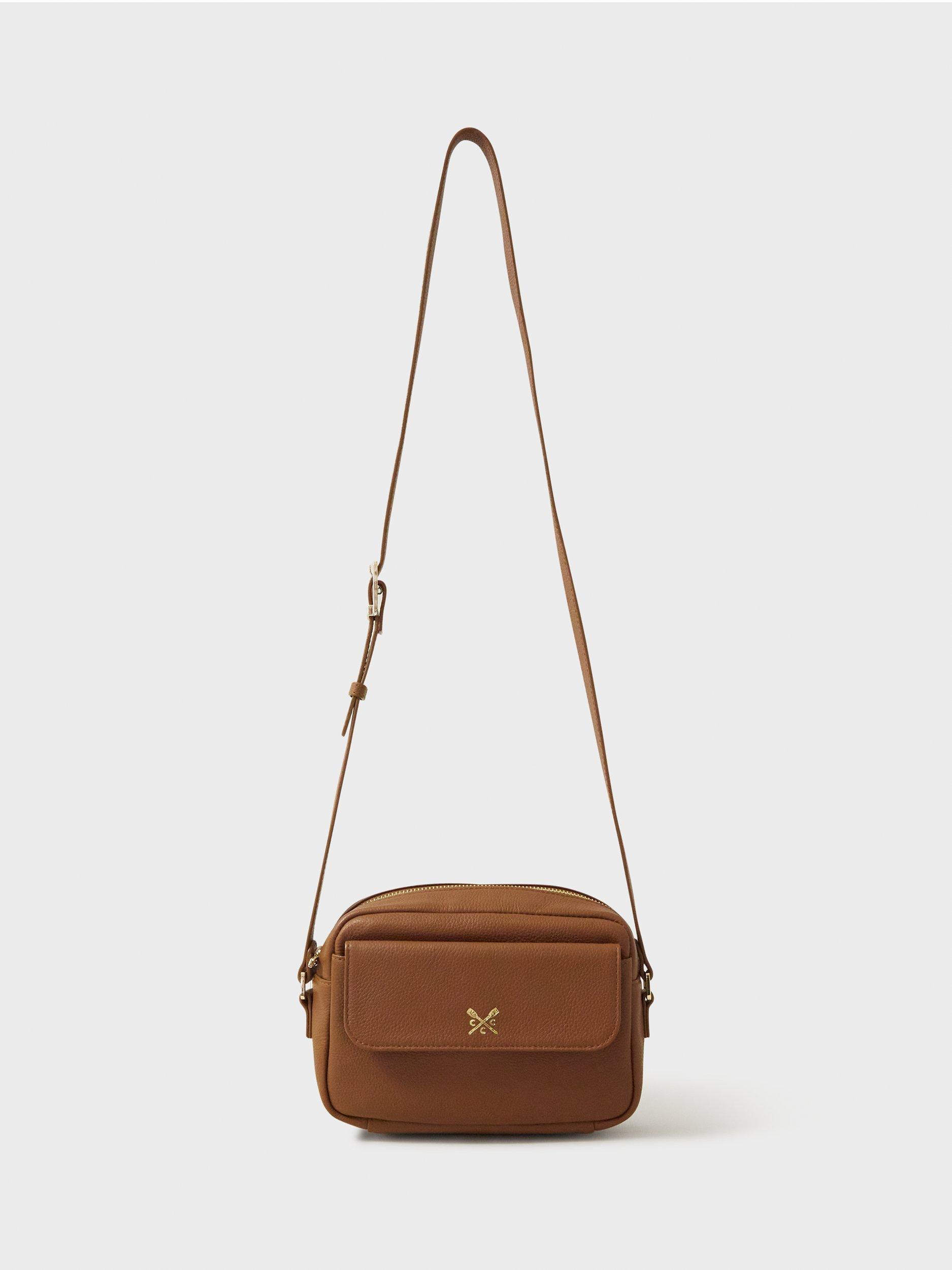Crew Clothing Leather Camera Cross Body Bag, Tan