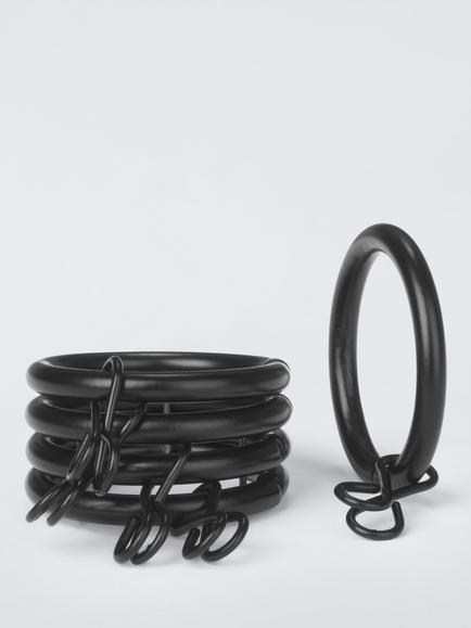 John Lewis Metal Curtain Rings, Dia.19mm, Set of 10, Black