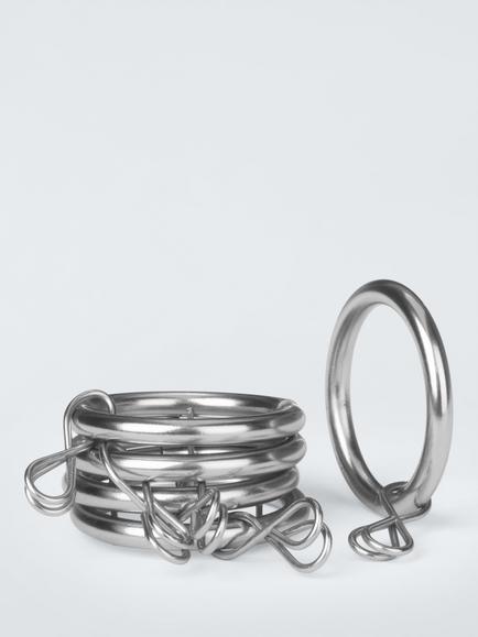 John Lewis Metal Curtain Rings, Dia.19mm, Set of 10, Brushed Nickel