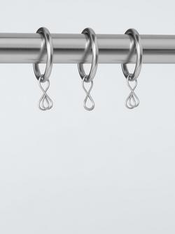 John Lewis Metal Curtain Rings, Dia.19mm, Set of 10 - view 2, Brushed Nickel