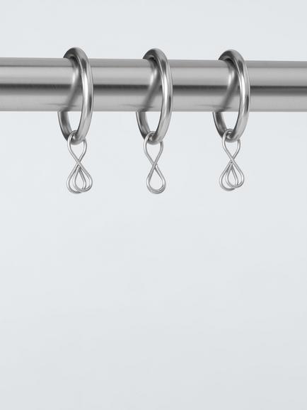 John Lewis Metal Curtain Rings, Dia.19mm, Set of 10 - view 2, Brushed Nickel