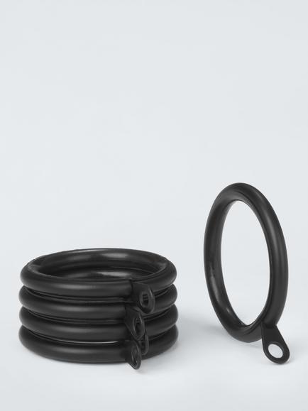 John Lewis Metal Curtains Rings, Dia.25/28mm, Set of 10, Matte Black