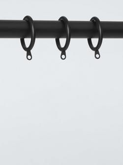 John Lewis Metal Curtains Rings, Dia.25/28mm, Set of 10 - view 2, Matte Black