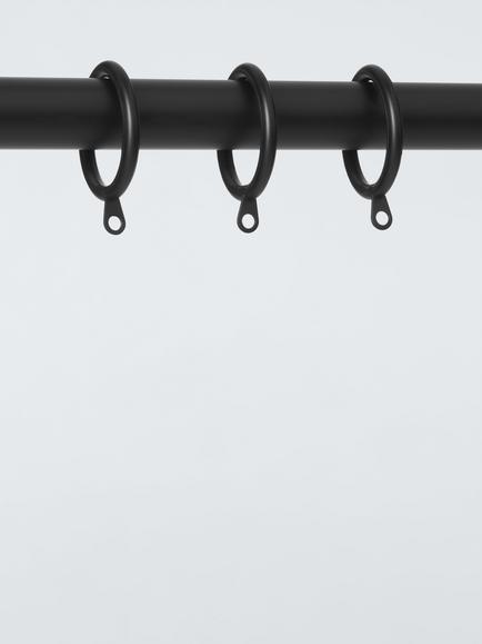 John Lewis Metal Curtains Rings, Dia.25/28mm, Set of 10 - view 2, Matte Black