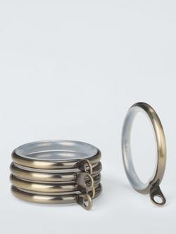 John Lewis Metal Curtains Rings, Dia.25/28mm, Set of 10, Antique Brass