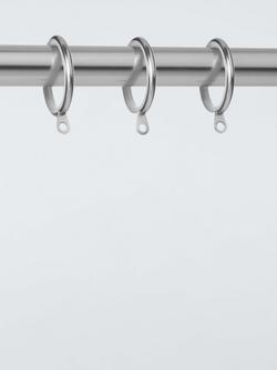 John Lewis Metal Curtains Rings, Dia.25/28mm, Set of 10 - view 2, Brushed Nickel