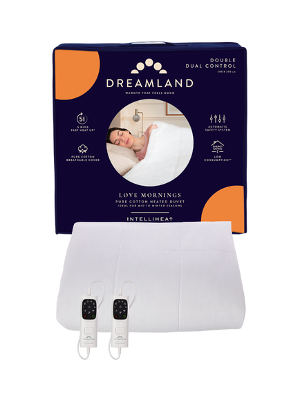 Dreamland Love Mornings Double Heated Duvet, White, White