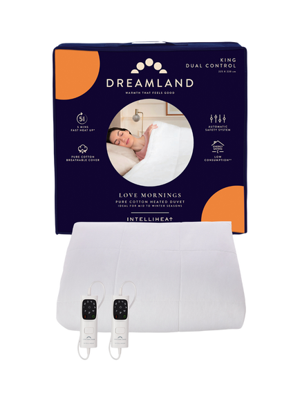 Dreamland Love Mornings King Heated Duvet, White, White
