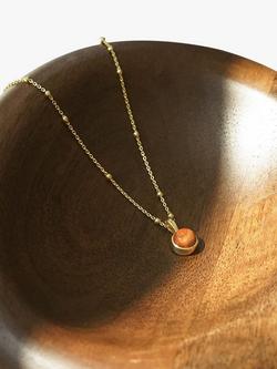 Daisy London Healing Stone Pendant Necklace - view 2, Gold/Coral