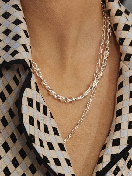 Daisy London Daisy x Polly Newman Knot Chain Necklace, Silver - view 2, Silver